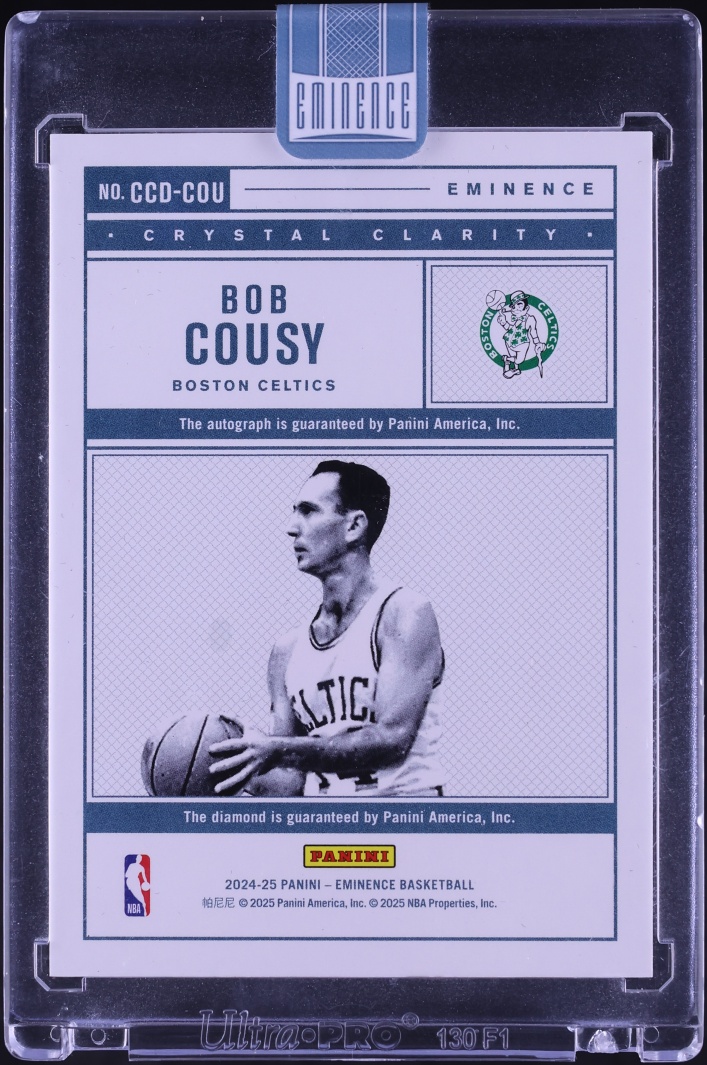 2024 Panini Eminence Crystal Clarity Diamond Gems Platinum Bob Cousy AUTO 1/1 #CCD-COU