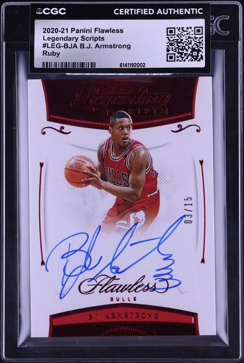 2020 Panini Flawless Legendary Scripts Ruby B.J. Armstrong AUTO /15 #LEG-BJA CGC AUTH