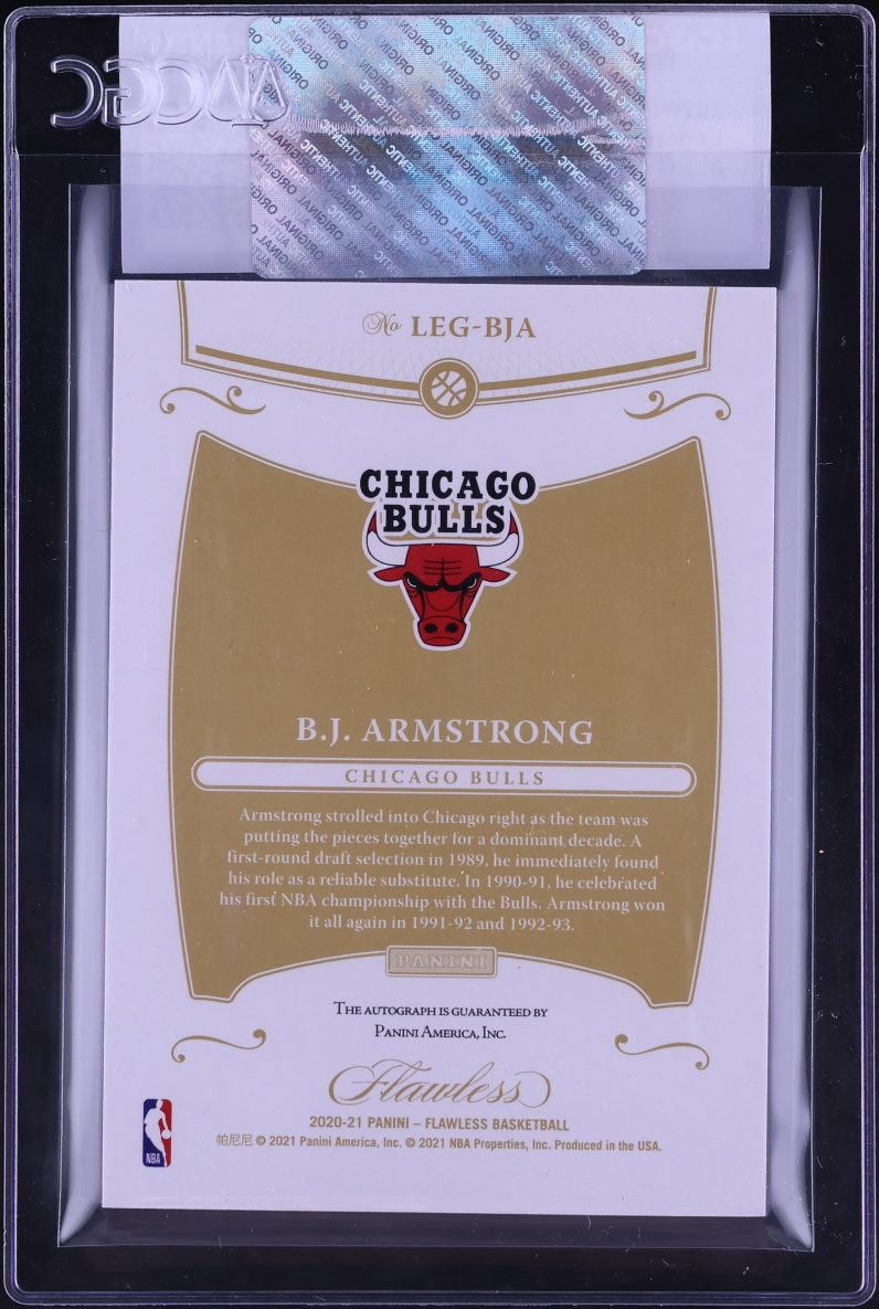 2020 Panini Flawless Legendary Scripts Ruby B.J. Armstrong AUTO /15 #LEG-BJA CGC AUTH