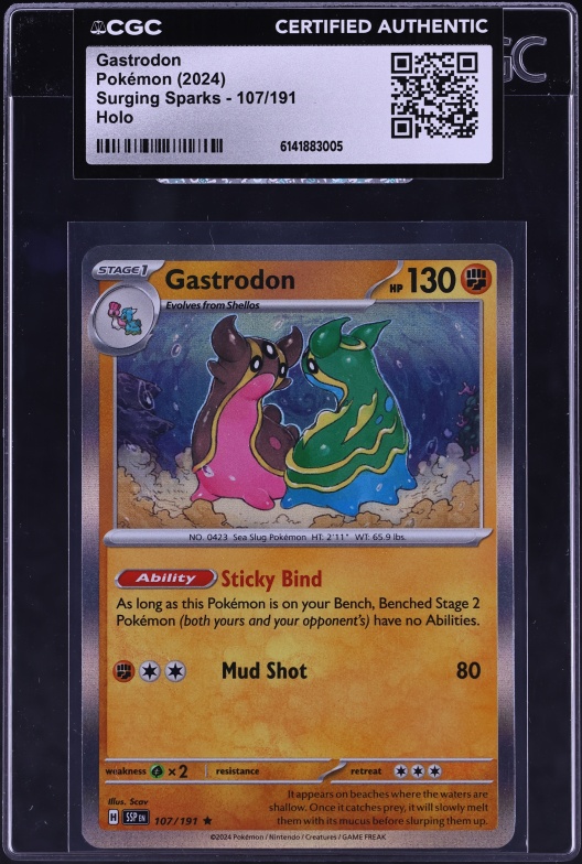 2024 Pokemon Scarlet & Violet Surging Sparks Holo Gastrodon #107 CGC AUTH