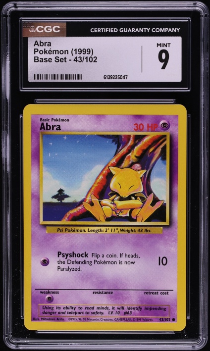 1999 Pokemon Base Set Abra #43 CGC 9 MINT
