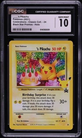 2021 Pokemon Sword & Shield Promo Celebrations Classic Holo Birthday Pikachu  #24 PSA 10 GEM on Fanatics Collect