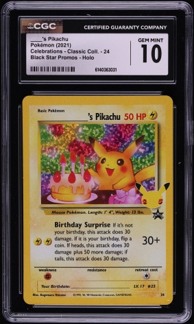 2021 Pokemon SWSH Promo Celebrations Classic Holo Birthday Pikachu
