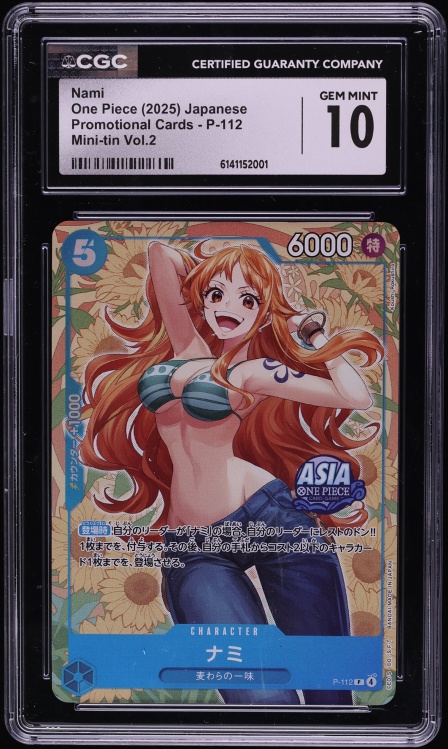 2025 One Piece Japanese Promo Mini-Tin Vol. 2 Alt Art Nami #P-112 CGC 10 GEM MINT