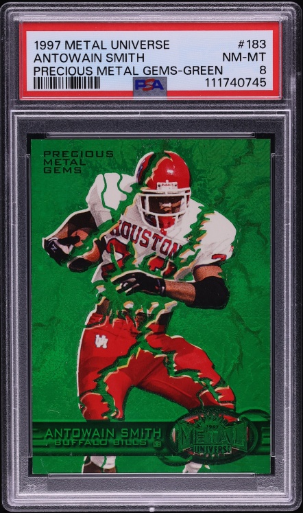 1997 Metal Universe Precious Metal Gems PMG Green Antowain Smith ROOKIE /150 PSA 8 NM-MT