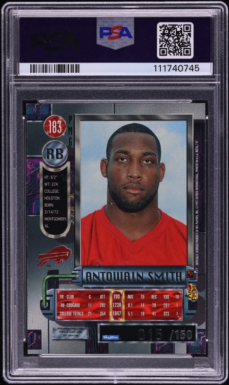 1997 Metal Universe Precious Metal Gems PMG Green Antowain Smith ROOKIE /150 PSA 8 NM-MT