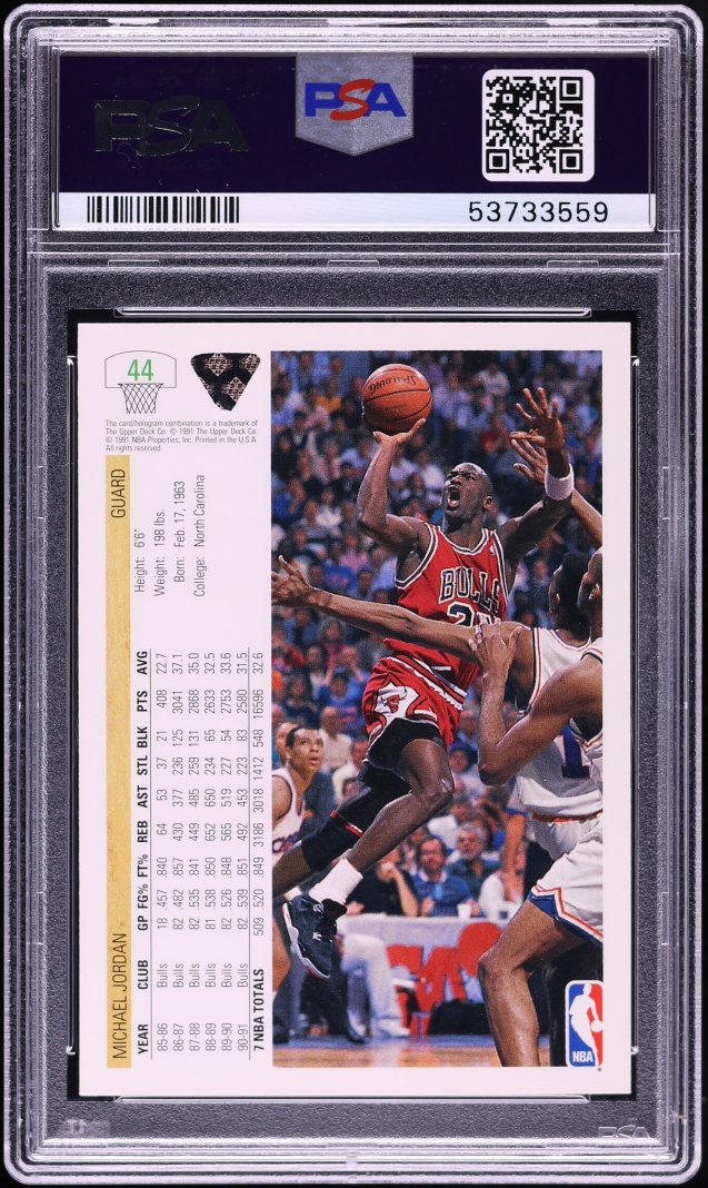 1991 Upper Deck Basketball Michael Jordan #44 PSA 9 MINT