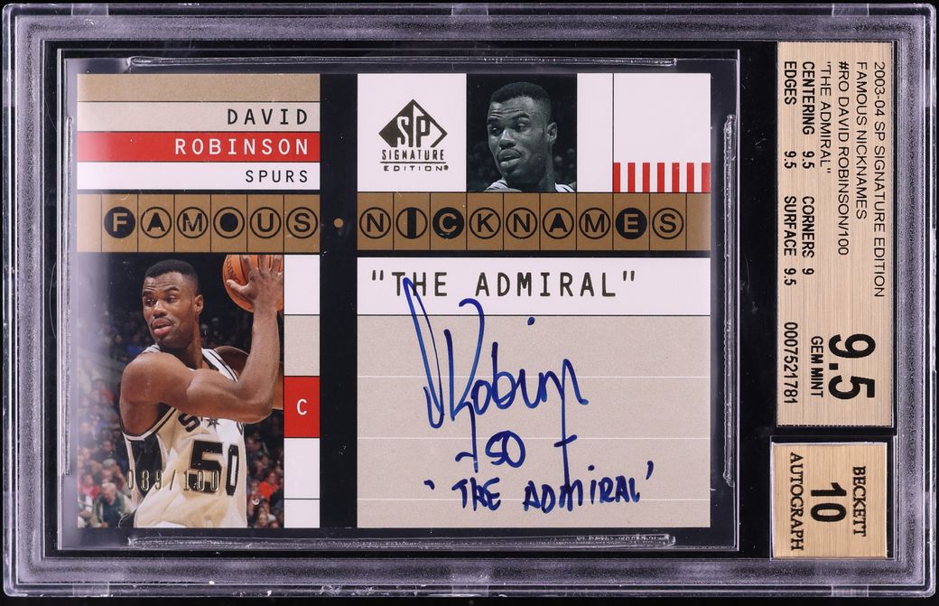 2003 SP Signature Edition Famous Nicknames David Robinson AUTO /100 #FN-RO BGS 9.5 GEM MINT