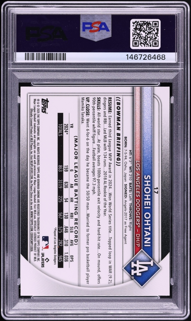 2025 Bowman Chrome Aqua Geometric Shohei Ohtani /125 #17 PSA 10 GEM MINT