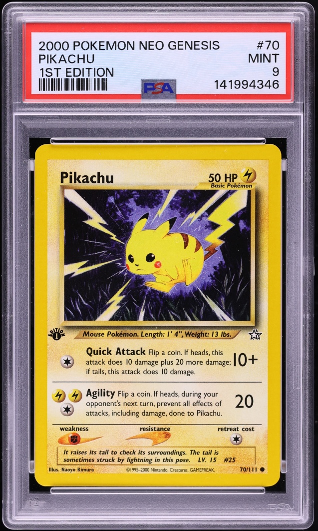 2000 Pokemon Neo Genesis 1st Edition Pikachu #70 PSA 9 MINT
