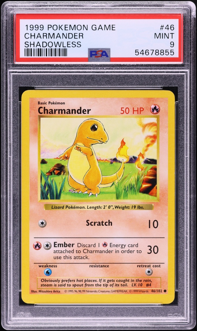 1999 Pokemon Game Charmander Shadowless #46 PSA 9 | Card Ladder