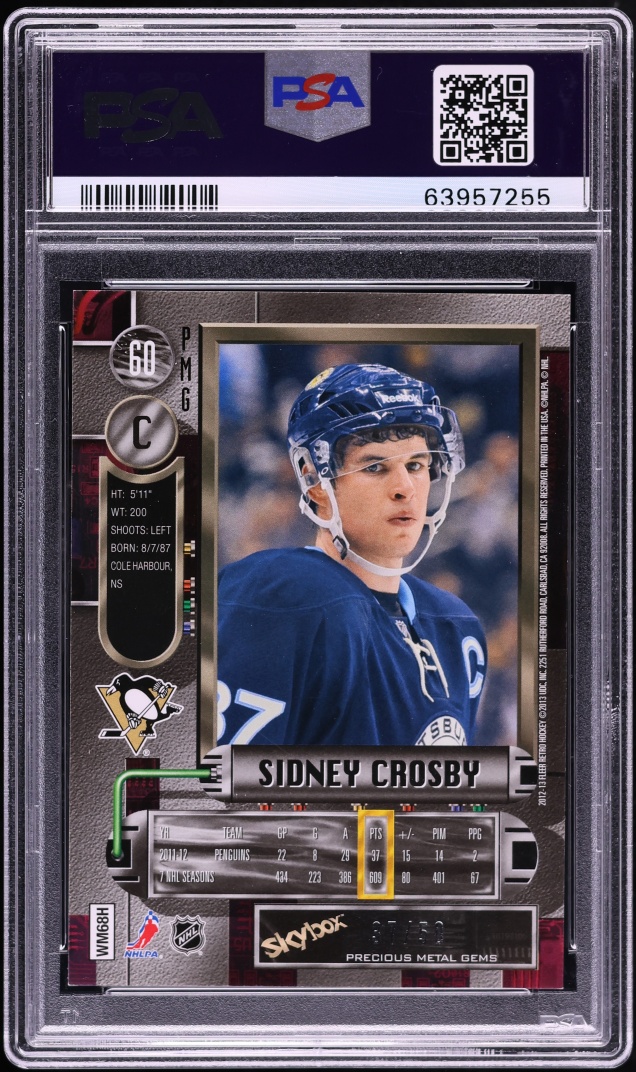 2012 Metal Universe '97 Precious Metal Gems PMG Blue Sidney Crosby /50 #60 PSA 4 VGEX