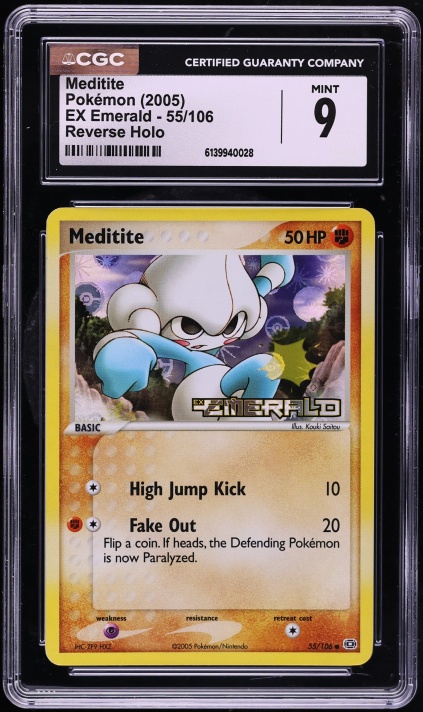 2005 Pokemon EX Emerald Reverse Holo Meditite #55 CGC 9 MINT