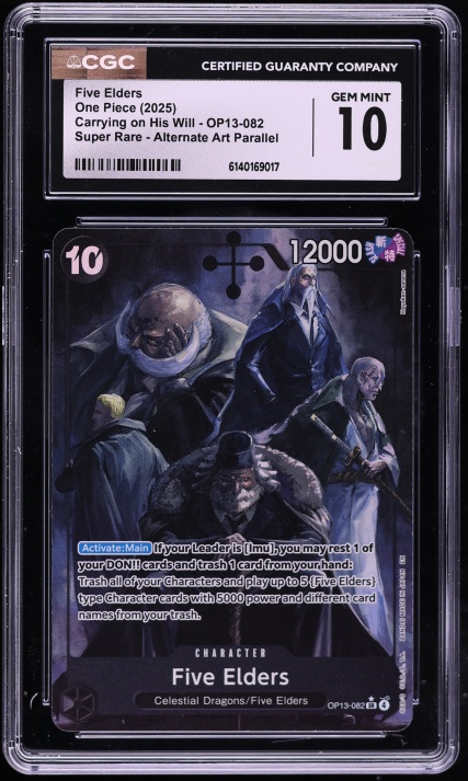 2025 One Piece Japanese Carrying On His Will SR Alt Art Five Elders #OP13-082 CGC 10 PRISTINE on Fanatics Collect 2025 One Piece Japanese Carrying On His Will SR Alt Art Five Elders #OP13-082 CGC 10 PRISTINE on Fanatics Collect