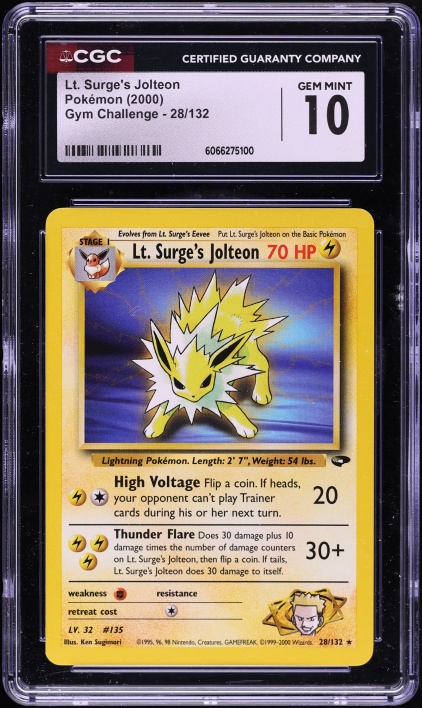 1999 jolteon pokemon card value 1998 Japanese Gym Booster 1 Leaders' Stadium Lt. Surge's #135 CGC 9 MINT on Fanatics Collect style setup or your main portfolio Two absolute monster slabs are