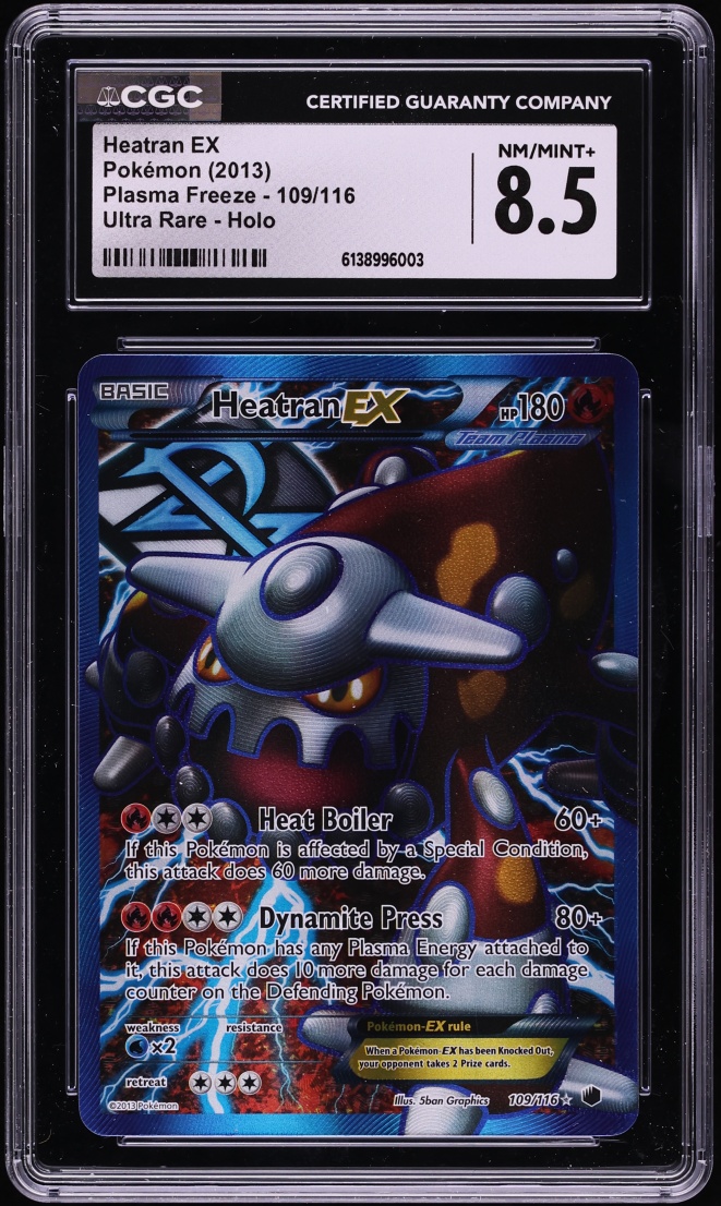 2013 Pokemon Black & White Plasma Freeze Full Art Heatran EX #109 CGC 8.5 NM-MT+