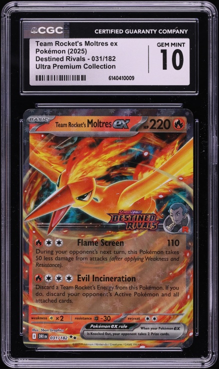 2025 Pokemon SV Destined Rivals Ultra Premium Holo Team Rocket's Moltres ex #31 CGC 10 GEM MINT