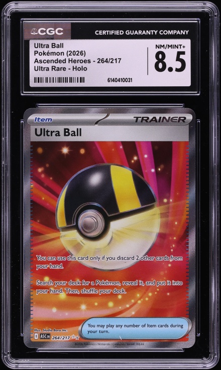 2026 Pokemon Mega Evolution Ascended Heroes Full Art Ultra Ball #264 CGC 8.5 NM-MT+