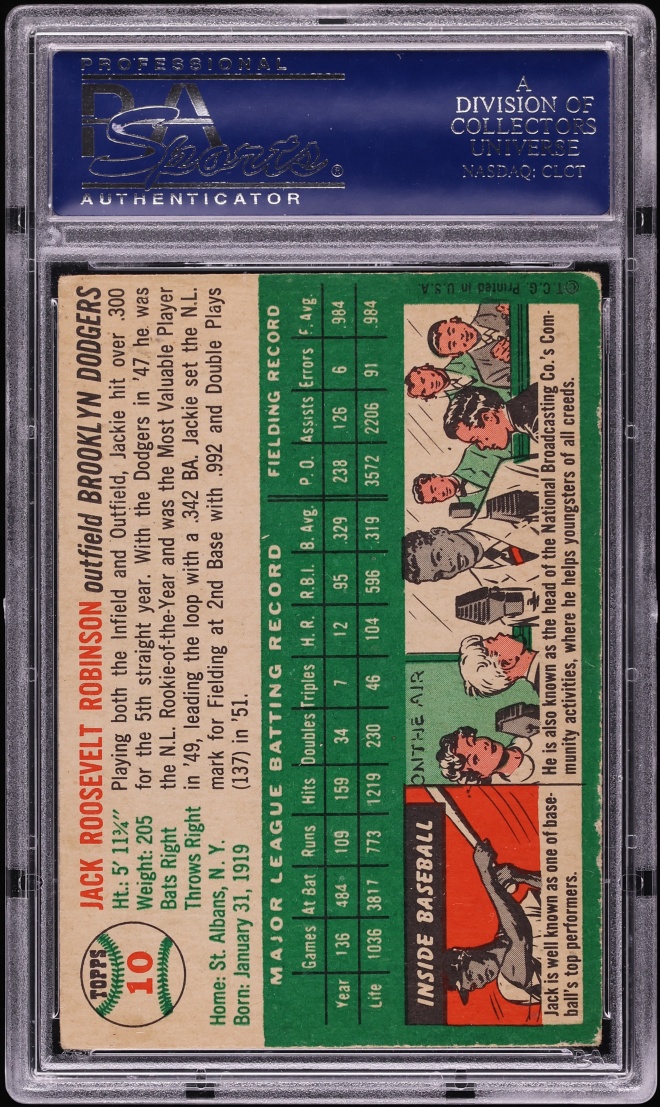 1954 Topps Jackie Robinson #10 PSA 4 VGEX