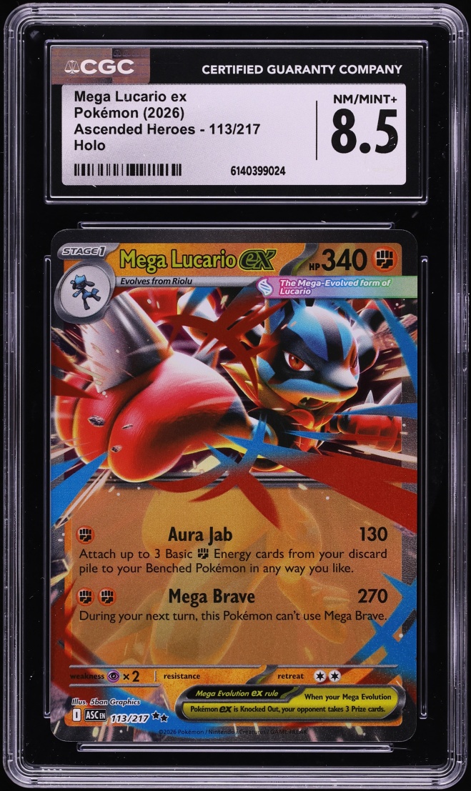 2026 Pokemon Mega Evolution Ascended Heroes Holo Mega Lucario ex #113 CGC 8.5 NM-MT+