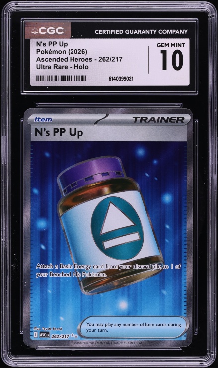 2026 Pokemon Mega Evolution Ascended Heroes Full Art N's PP Up #262 CGC 10 GEM MINT