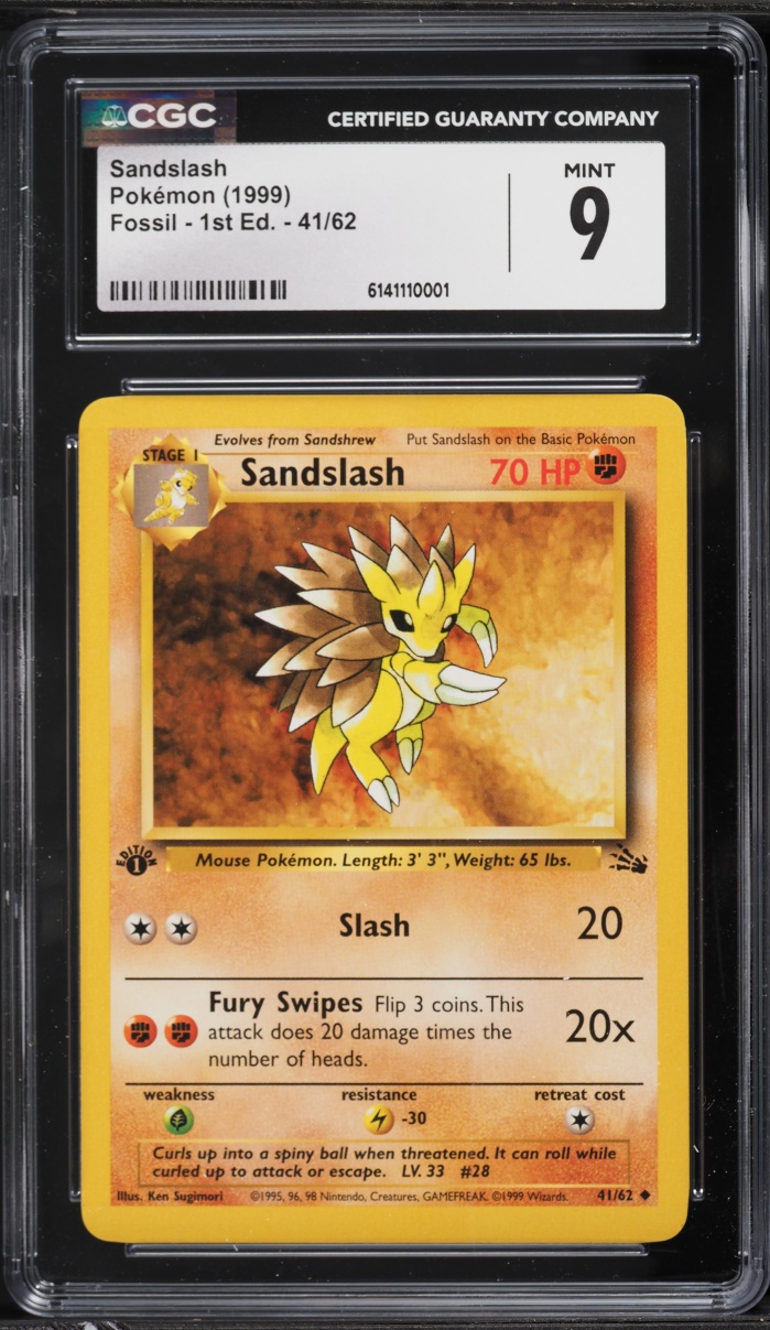 1999 Pokemon Fossil 1st Edition Sandslash #41 CGC 9 MINT