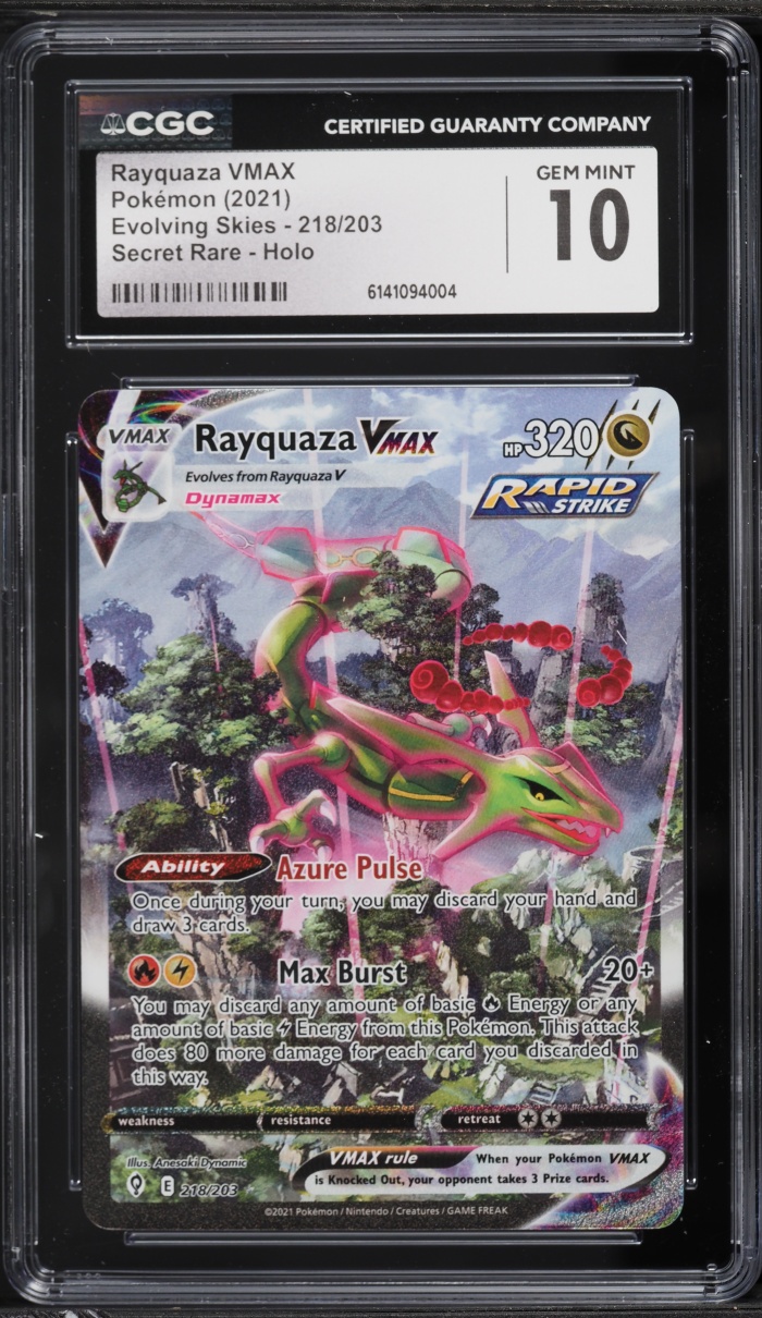 2021 Pokemon Sword & Shield Evolving Skies Alt Art Rayquaza VMAX #218 CGC 10 GEM MINT