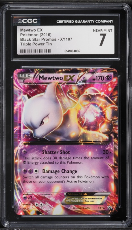 2016 Pokemon XY Black Star Promo Triple Power Tin Holo Mewtwo EX #XY107 CGC 7 NRMT