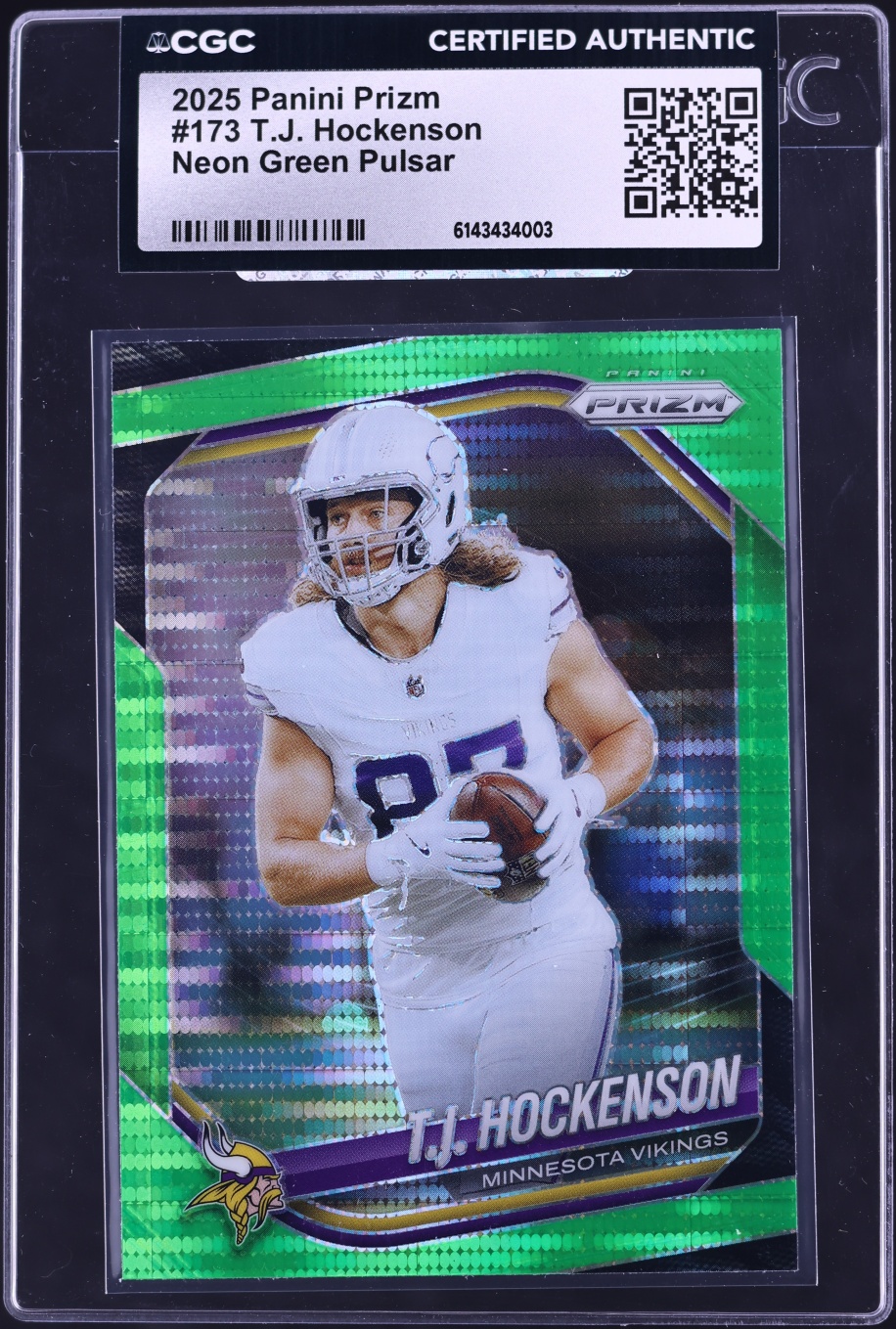 2025 Panini Prizm Neon Green Pulsar T.J. Hockenson #173 CGC AUTH
