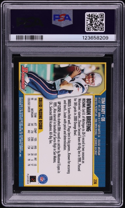 2000 Bowman Football Tom Brady ROOKIE #236 PSA 8 NM-MT