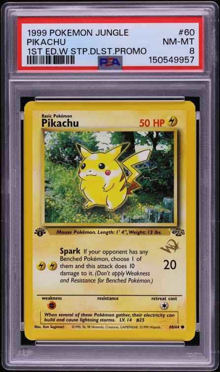 1999 Pokemon Jungle Promo 1st Edition W Duelist Magazine Stamp Pikachu #60 PSA 8 NM-MT