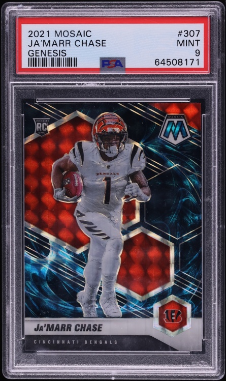 2021 Panini Mosaic Genesis Prizm Ja’Marr Chase ROOKIE #307 PSA 9 MINT