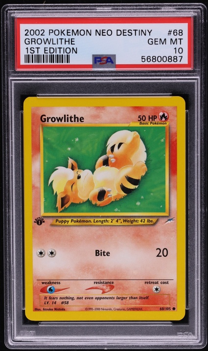 2002 Pokemon Neo Destiny 1st Edition Growlithe #68 PSA 10 GEM MINT