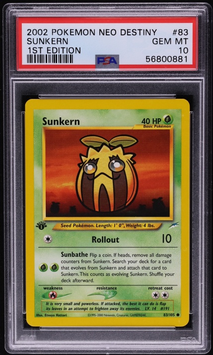 2002 Pokemon Neo Destiny 1st Edition Sunkern #83 PSA 10 GEM MINT