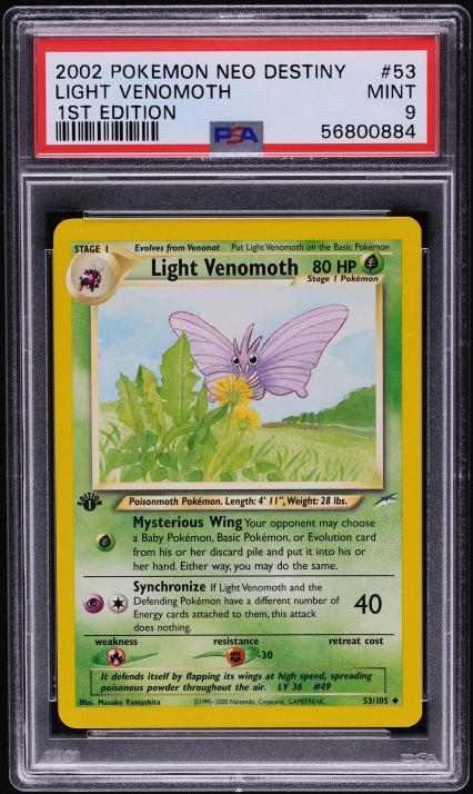 2002 Pokemon Neo Destiny 1st Edition Light Venomoth #53 PSA 9 MINT