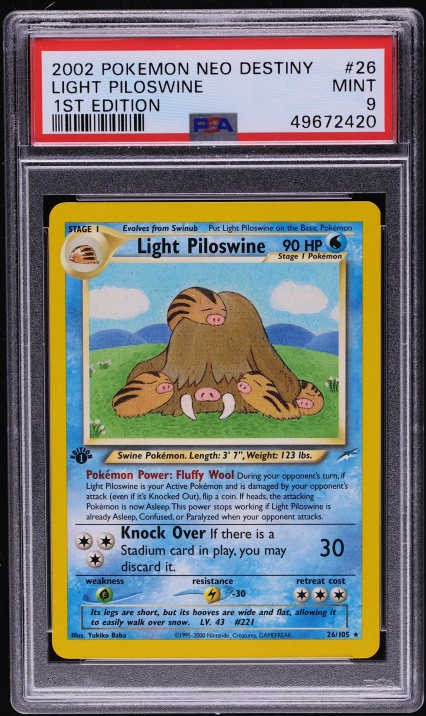 2002 Pokemon Neo Destiny 1st Edition Light Piloswine #26 PSA 9 MINT