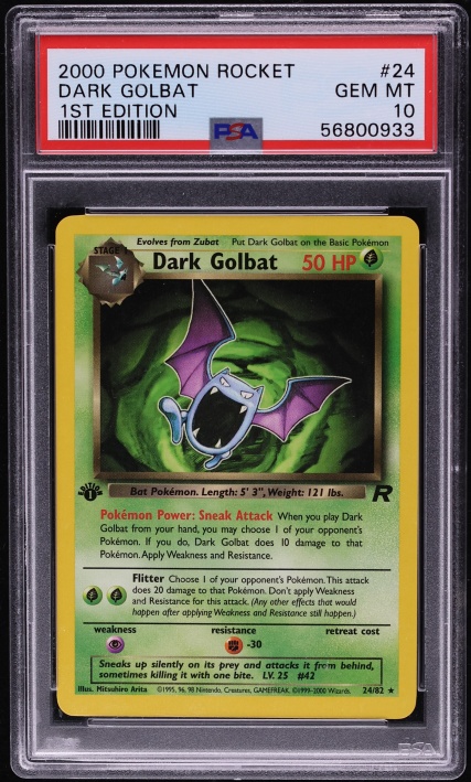 2000 Pokemon Team Rocket 1st Edition Dark Golbat #24 PSA 10 GEM MINT