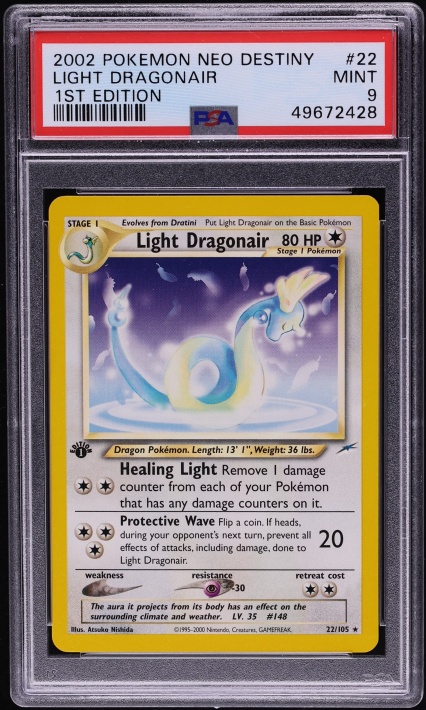 2002 Pokemon Neo Destiny 1st Edition Light Dragonair #22 PSA 9 MINT