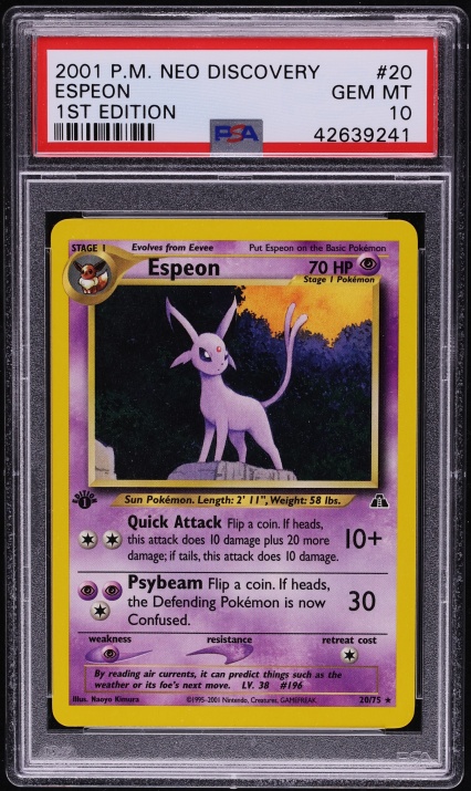 2001 Pokemon Neo Discovery 1st Edition Espeon #20 PSA 10 GEM MINT
