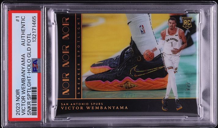 2023 Panini Noir Sneaker Spotlight Holo Gold FOTL Victor Wembanyama ROOKIE /7 #1 PSA AUTH