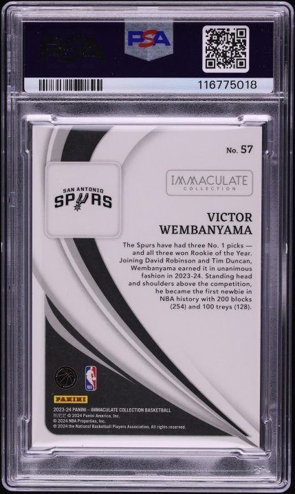 2023 Immaculate Collection Blue Victor Wembanyama ROOKIE /25 #57 PSA 10 GEM MINT