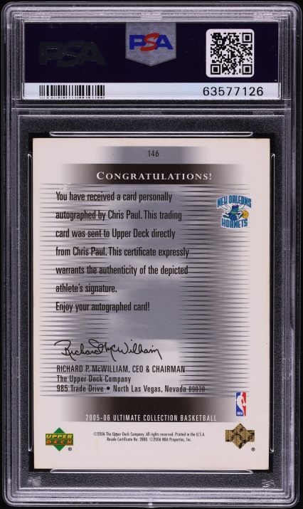 2005 Ultimate Collection Chris Paul ROOKIE AUTO DNA 10 /250 #146 PSA AUTH