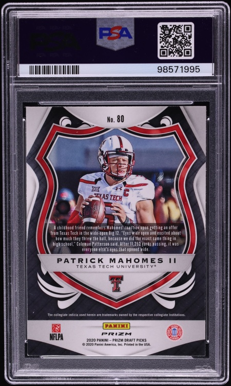 2020 Panini Prizm Draft Picks Red Patrick Mahomes II #80 PSA 8 NM-MT