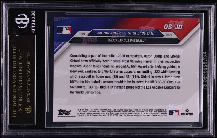 2024 Topps Now Offseason Aaron Judge Shohei Ohtani #OS-JO BGS 10 PRISTINE, BLACK LABEL