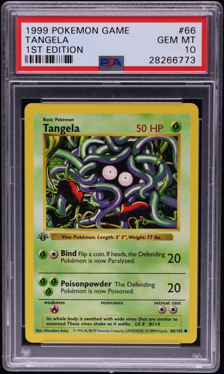 1999 Pokemon Base Set Shadowless 1st Edition Tangela #66 PSA 10 GEM MINT