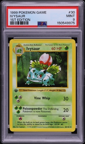 1999 Pokemon Base Set Shadowless 1st Edition Ivysaur #30 PSA 9 MINT
