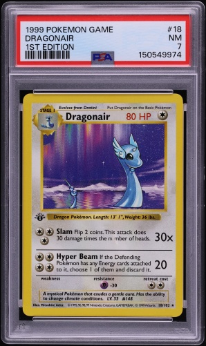 1999 Pokemon Base Set Shadowless 1st Edition Dragonair #18 PSA 7 NRMT