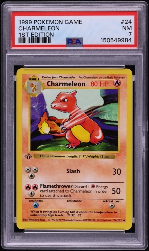 1999 Pokemon Base Set Shadowless 1st Edition Charmeleon #24 PSA 7 NRMT