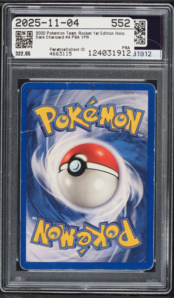 2000 Pokemon Team Rocket 1st Edition Holo Dark Charizard #4 PSA 1 PR