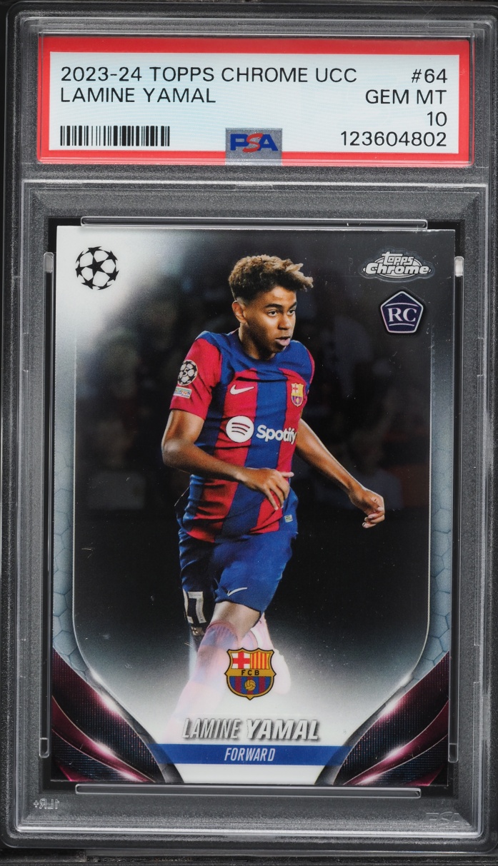 2023 Topps Chrome UEFA Club Competitions Lamine Yamal ROOKIE #64 PSA 10 GEM MINT